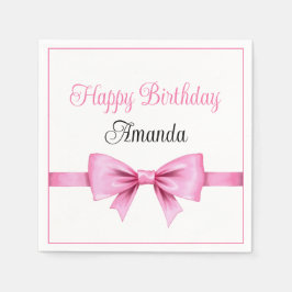 Chic Rosa Vattenfärgsfärg Bow Sweet 16 Birthday Pappersservett