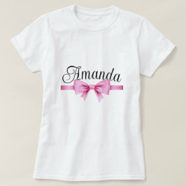 Chic Rosa Vattenfärgsfärg Bow Sweet 16 Birthday T Shirt