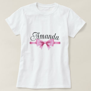 Chic Rosa Vattenfärgsfärg Bow Sweet 16 Birthday T Shirt