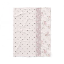 Chic rosa vintage blom- och prickmönstrad vändbar