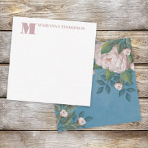 Chic Rosa Vintage Ro Blommigt Elegant Blå blomma