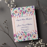 Chic rosa violett grönt vattenfärgsfärg blommigt b inbjudningar<br><div class="desc">En inbjudan till bröllopsceremoni i land-chicen,   rosa,  violett och grönt blommigt,  är perfekt för alla klassmässiga och sofistikerade ceremonier. Den här utsökta eleganten som bländar blommigten med gigantisk handmålning är perfekt för trendiget och snyggten. Anpassa den här designen med egen information om meddelande och personlig. Alla designer skrivs ut.</div>
