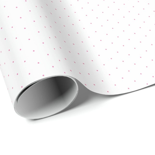 Chic rosa, vit liten polka dots mönster-gåva presentpapper (Rullad Hörn)