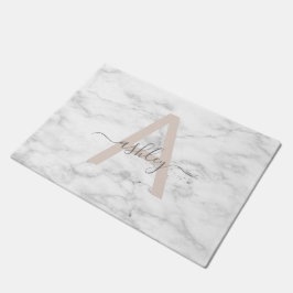 Chic  Rosa Vit marble Script Namn Monogram
