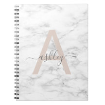 Chic Rosa Vit marble Script Namn Monogram