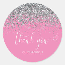 Chic Rosa Vita Silver Glitter Tack Runt Klistermärke