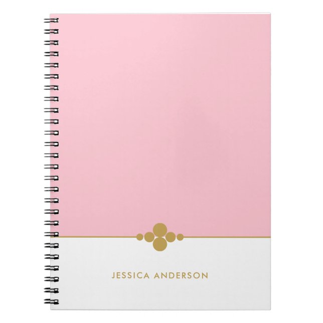 Chic Rosa VitGuld Personligen Anteckningsbok (Framsidan)