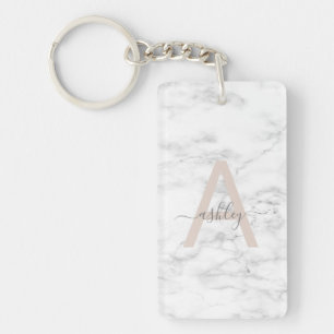 Chic  Rosa, vitt marmorskript Namn Monogram