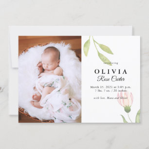 Chic Rosa Watercolor Blommigt Birgement Inbjudningar