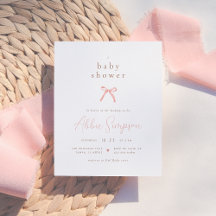 Chic Rosa Watercolor Bow Girl Baby Shower
