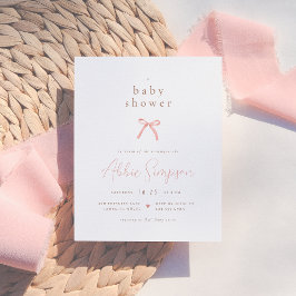Chic Rosa Watercolor Bow Girl Baby Shower