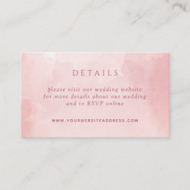 Chic  Rosa Watercolor Bröllop Information webbplat Tilläggskort