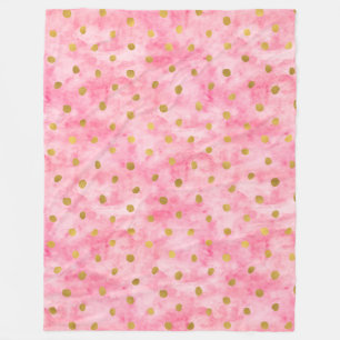 Chic Rosa Watercolor Guld Confetti Fleecefilt