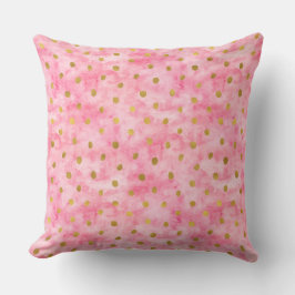 Chic Rosa Watercolor Guld Confetti Kudde