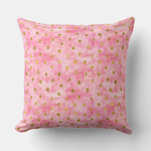 Chic Rosa Watercolor Guld Confetti Kudde