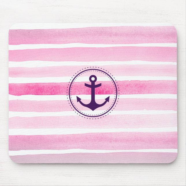 Chic Rosa Watercolor Rand Nautical Anchor Musmatta (Framsidan)