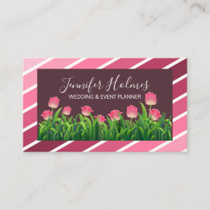Chic Rosa White Diagonal Rand Tulip Visitkort