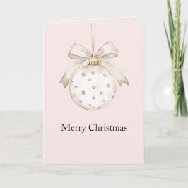 Chic Rosa White Dots Bow Ornament jul Kort