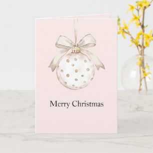 Chic Rosa White Dots Bow Ornament jul Kort