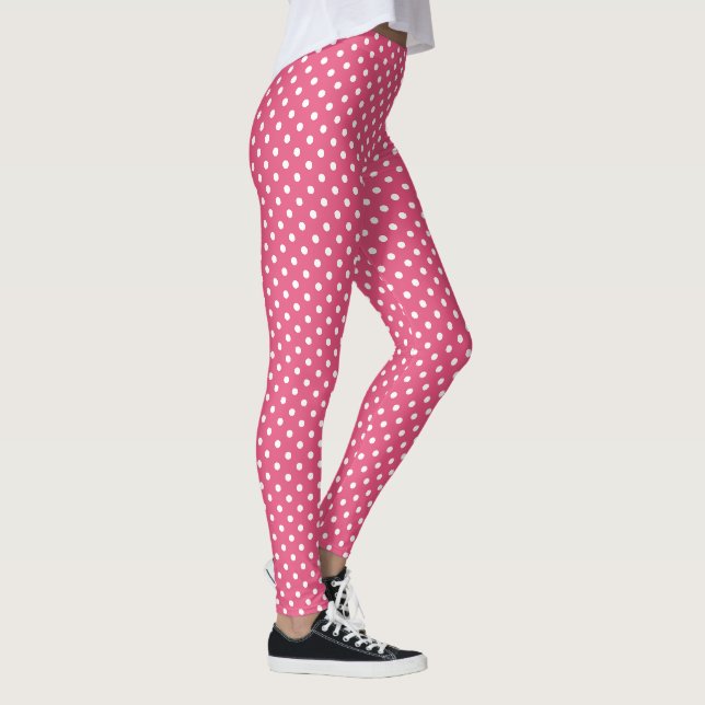 Chic Rosa White Small Polka dots Mönster Mode Leggings (Höger)