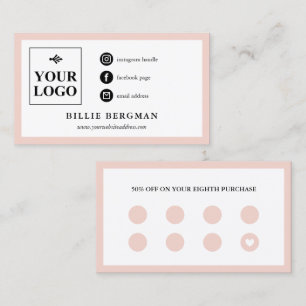 Chic Rosa White Social Media & Loyalty Visitkort
