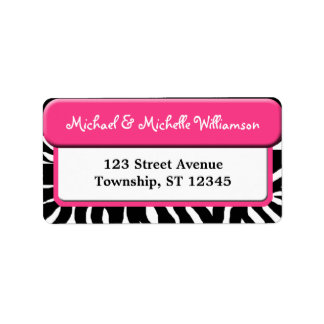 Chic Rosa Zebra tryck Adressetiketter