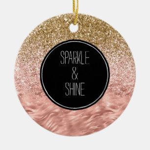 Chic Rosa Zebra tryck Glitz Julgransprydnad Keramik