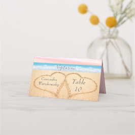 Chic rosabröst rosa lila strandbröllop 2 hjärtan s placeringskort