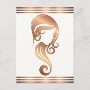 Chic Rose Gold Beauty Girl Hår & Smink Salong Vykort