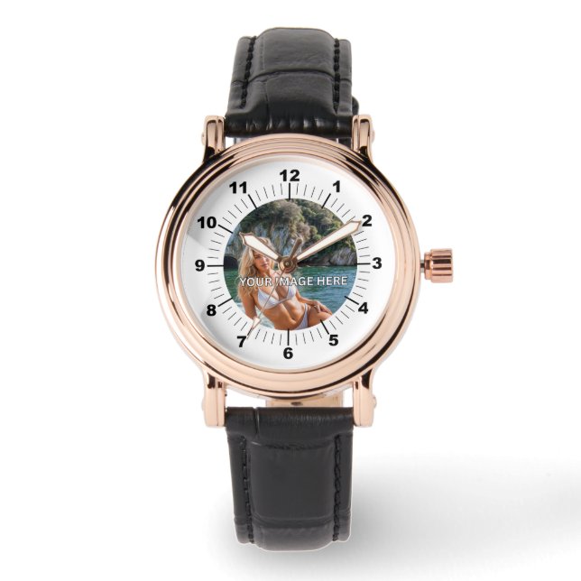 CHIC! 🖤 Rose Gold Black Watch Armbandsur (Framsida)