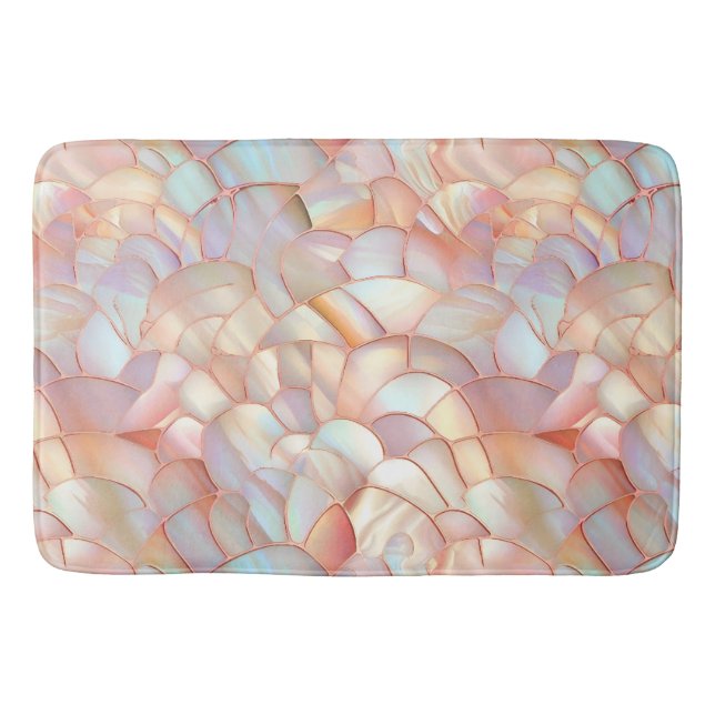 Chic rose gold iridescent mother of pearl badrumsmatta (Framsidan)