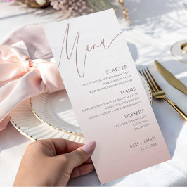 Chic Rose Gold  Wedding Dinner Menu Meny