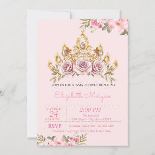 Chic Roses Tiara Blommig Bebis Shower Inbjudningar