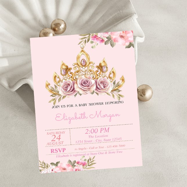 Chic Roses Tiara Blommig Bebis Shower  Inbjudningar (Skapare uppladdad)