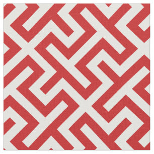 Chic rött och vitt abstrakt geometriskt mönster tyg