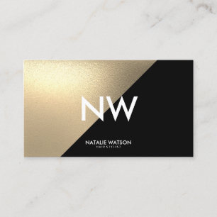 Chic Rough FAUX Guld Diagonal Black Modern Visitkort