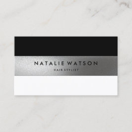 Chic Rough FAUX Silver Svartvit Modern i Rand Visitkort