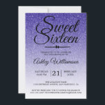 Chic Royal Blue Glitter Ombre Sweet 16 Birthday Inbjudningar<br><div class="desc">En glamorös,  chic royal blå faux glitter-formgivning Söt 16-födelsedagsinbjudan. Royalet blått glitter tonas ut mot en vit bakgrund. Texten "Sweet sixteen" i svart står i modernt skript. Perfekt 16:e födelsedagsfest inbjudan för en glamorös Sweet sixteen,  perfekt för henne,  den modet som kärlek i modern mönster,  gnistra,  lyx och glam.</div>
