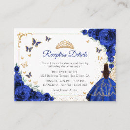 Chic Royal Blue Gold Quincenarea Reception Details Tilläggskort
