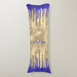 Chic royal blue guld glitter droppar monogram kroppskudde