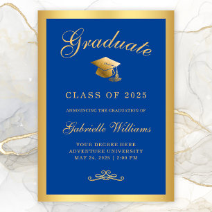 Chic Royal Blue Guld Ram Script Studenten Meddelande