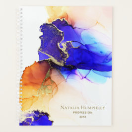 Chic Royal Blue Orange Anpassningsbar Planner