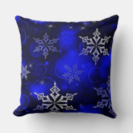Chic Royal Blue Snowflake Motif Kudde
