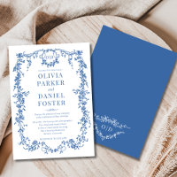 Chic Royal Blue Victorian Fransk Bröllop Monogram