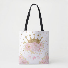 Chic Royal Guld Krona +  Rosa Blommigt Princess Tygkasse