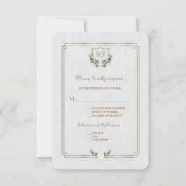 Chic Royal Guld Vapensköld Lush Greenery Bröllop O OSA Kort