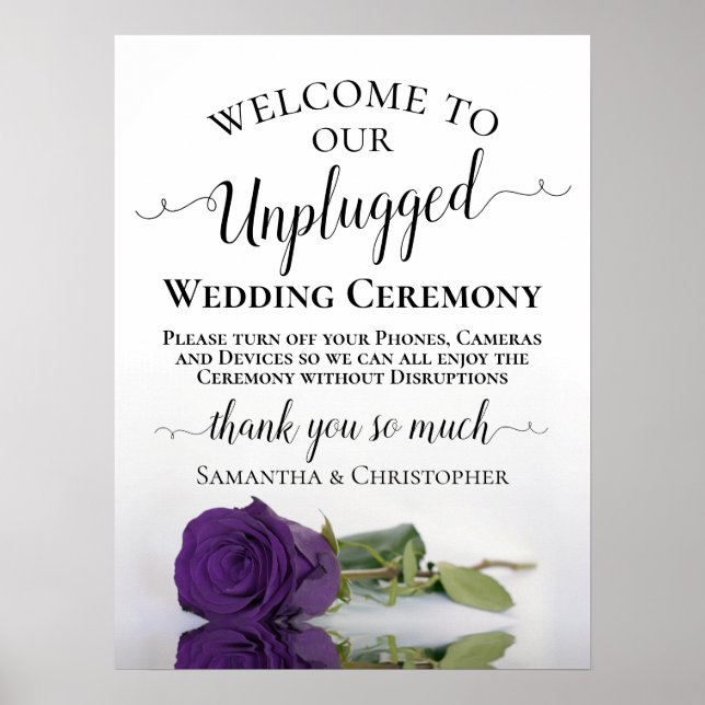 Chic Royal Lila Ro Opluggat Ceremony Bröllop Poster (Framsidan)