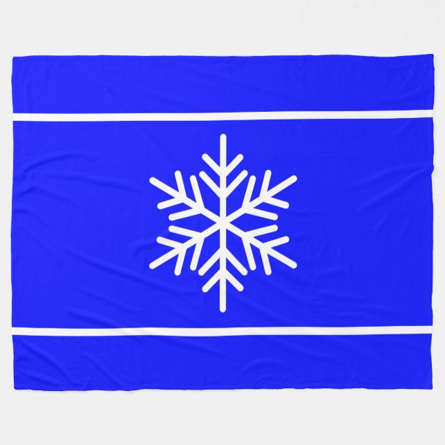 Chic Royalblå Vita Snöflinga Horisontella Ränder Fleecefilt (Framsidan (Horisontell))