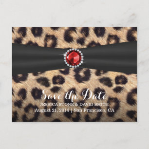 Chic Ruby Ädelsten Leopardtryck Spara Datum Meddelande Vykort