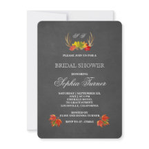 Chic Rustic Antlers Fall Boho Möhippa Inbjudan